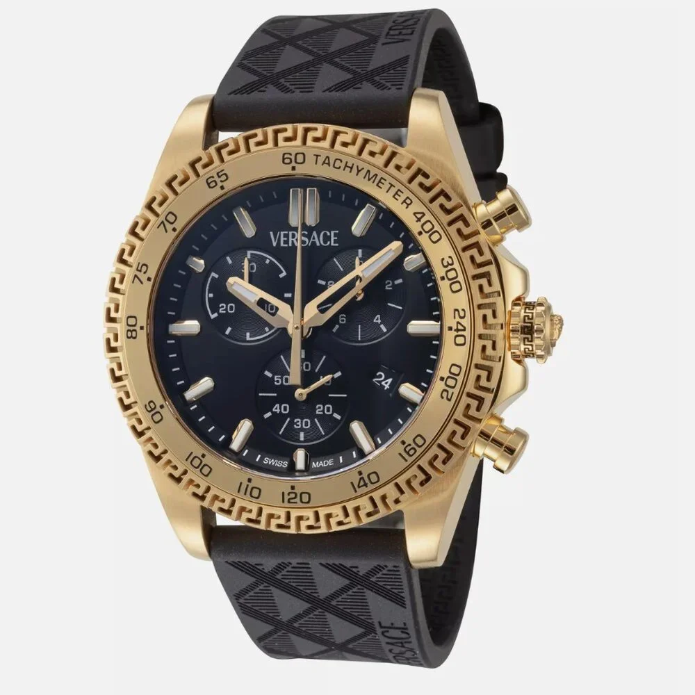Versace Gold Watch Men's Round Sapphire Limited Edition